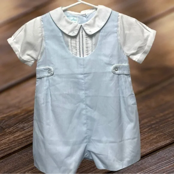 PETIT AMI Blue & White Romper EUC Worn once for pictures. 6 months - Picture 3 of 7